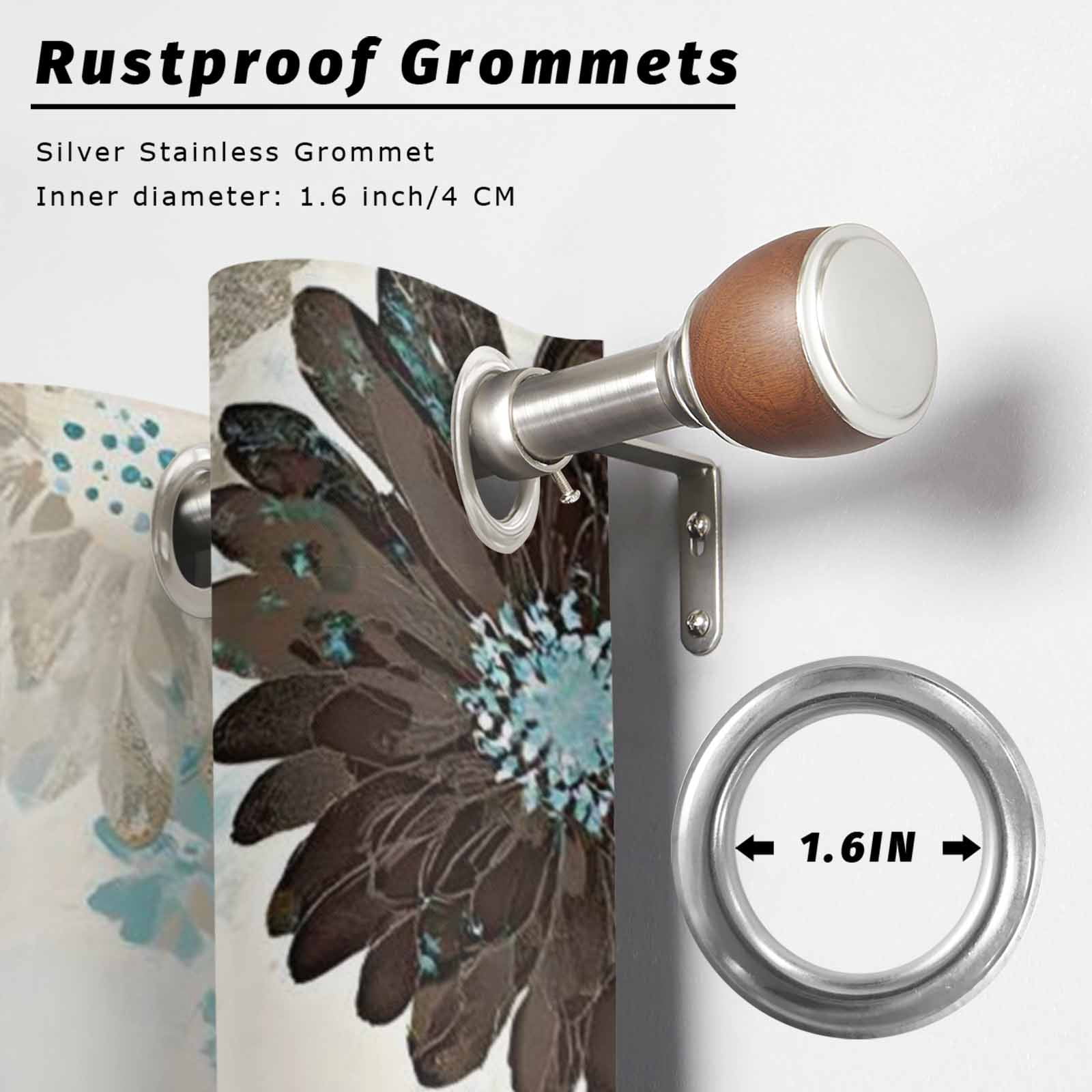 Brown Blue Flower Outdoor Curtains for Patio, Laugh Love Live Plant Farmhouse Sunshade Privacy Drapes Grommet Waterproof Outside Curtains for Porch/Cabana/Balcony 54"x 108", 1 Panel