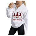 thumbnail image 2 of Pntutb Mujeres Otoño Invierno Estampado de Navidad Cuello en V Cremallera Manga larga tops Jersey Blusa Sudaderas Pntutb Pntutb-4276, 2 of 7