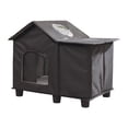 thumbnail image 1 of Casa para gatos, refugio para gatos para el invierno, exterior, color negro, cálida, protección, porche, tela Oxford, multifuncional, suministros, 1 of 8