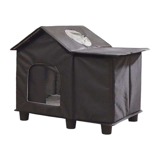 Casa para gatos, refugio para gatos para el invierno, exterior, color negro, cálida, protección, porche, tela Oxford, multifuncional, suministros