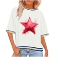 thumbnail image 7 of GERsome Women's Short Sleeve T-Shirts Crew Neck Crop Tops Summer Loose Fit Drop Shoulder Graphic Tees, Sizes S-3XL, 7 of 7