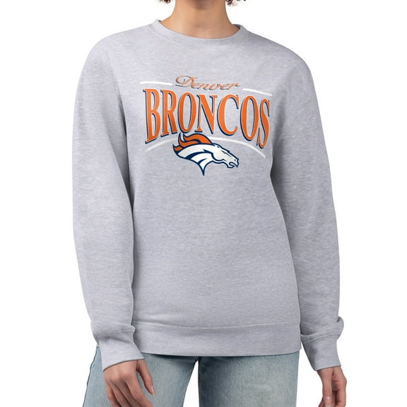 Women's Starter Gray Denver Broncos Arch Stripe Fleece Pullover Sweatshirt