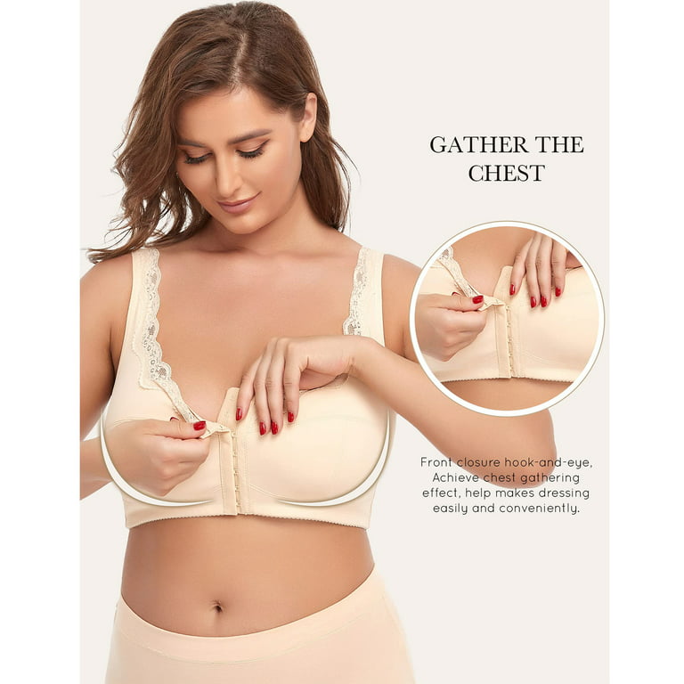 Lilvigor Post Surgery Bra Surgical Bra Compression Sports Bra Front Closure Cross  Back Bras for Women Close Breast Augmentation Bra Wireless 