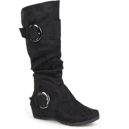 Brinley Co. Women's Buckle Accent Slouchy Mid-Calf Boots
