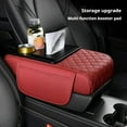 thumbnail image 2 of Car Center Console Cover Booster Multifunctional Car Center Console Cushion Pad with Cup Holder & Tissue Box & Side Pockets Arm Rest Cover for Car, Embossed, Beige, 2 of 13