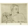 thumbnail image 2 of Egon Schiele 14x12 Black Ornate Wood Framed Double Matted Museum Art Print Titled: Portrait of Arthur Roessler (1914), 2 of 5