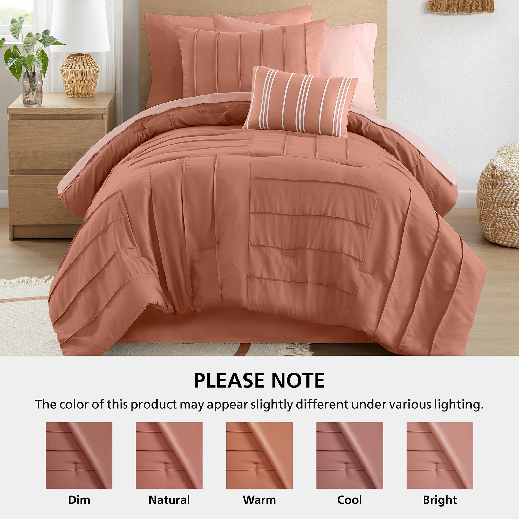 Mainstays 8-Piece Bed in a Bag Comforter Set with Sheets, Terracotta Texture, Twin/TwinXL