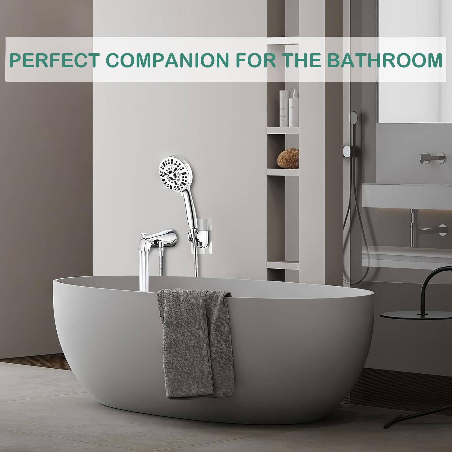 FETERVIC Bathtub Faucet with Sprayer,Slip-On Tub Spout High Pressure 10 Settings Handheld Shower Head with Diverter Set