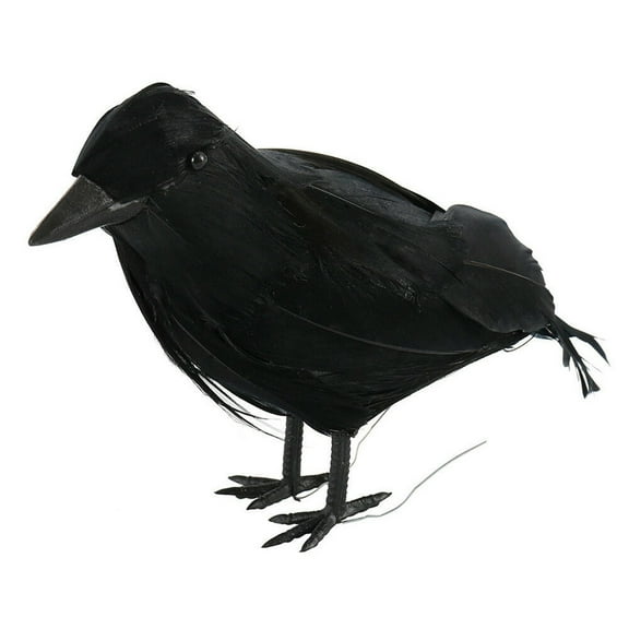 One Opening Halloween Black Crow Props Realistic Raven Feathered Crows Decor