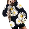 thumbnail image 1 of Moda Mujer O-cuello Camiseta de manga larga Estampado con capucha Blusa de bolsillo Tops Fridja ghj987+6826, 1 of 8
