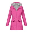 thumbnail image 3 of Women's Windproof Rain Jacket Outdoor Hooded Loose Fit Coat with Pocket Waterproof Jacket Outerwear for Hiking Travel Raincoat | CSEONE,Hot Pink XL, 3 of 9