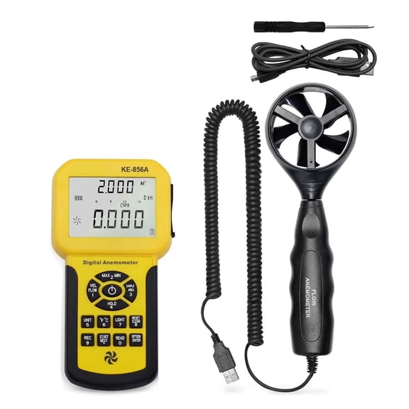 CFM Anemometer Measures Wind Speed, Wind Flow, Wind Temp for HVAC Air Flow Velocity Meter with USB