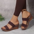 thumbnail image 6 of ShiShine Womens Wedge Heel Slide Sandals Casual Summer Double Strap Comfortable Slip On Shoes, 6 of 8