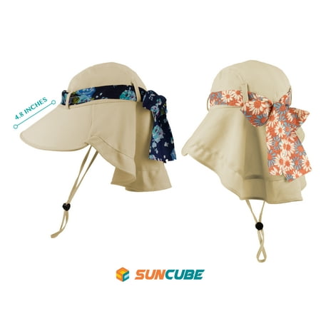White Washington Hat - Premium Outdoor Sun Bucket Hat for Women by Sun Cube | Wide Brim, Neck Flap, Sun Protection | Ideal for Hiking, Camping, and Outdoor Activities (Tan)