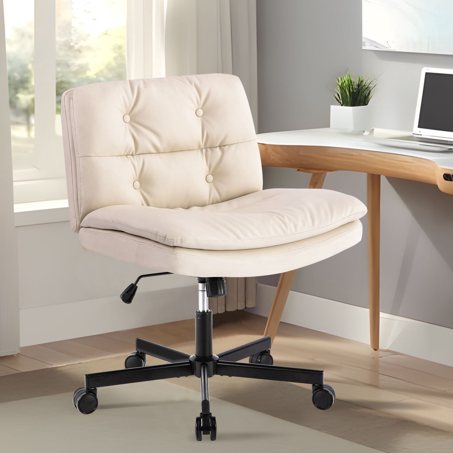 Asteroutdoor 360 Swivel Home Office Desk Chair with Wheels, Larger Size, Adjustable Height, Black