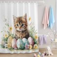 thumbnail image 4 of Shower Curtain for Bathroom Easter Watercolor Cute Cat Egg Waterproof Bath Curtains Shower Curtains with Hooks,Spring Garden Flower Leaf Bathroom Curtain Privacy Drapes for Bathtubs Toilet 36x72in, 4 of 9