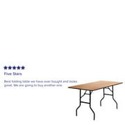 Flash Furniture 5-Foot Rectangular Wood Folding Banquet Table with Clear Coated Finished Top