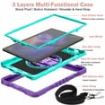 thumbnail image 5 of Decase For Galaxy Tab A8 10.5 inch X200 X205 X207,Shockproof Silicone 360 Rotating Hand Strap Kickstand Shoulder Starp Protector Case Cover,Purple+Mint, 5 of 9
