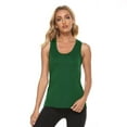 thumbnail image 6 of MESSUEN Womens Workout Tank Tops Open Back Tops for Women Crew Neck Muscle Fitness Sports Tank Yoga U Neck Solid Ice Silk Underlay Shirt Sleeveless Tees for Women Shirts for Women Green XL, 6 of 9