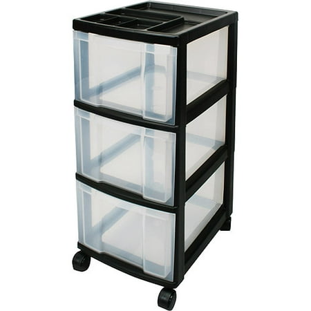 Iris Mini Three-Drawer Chest, Black