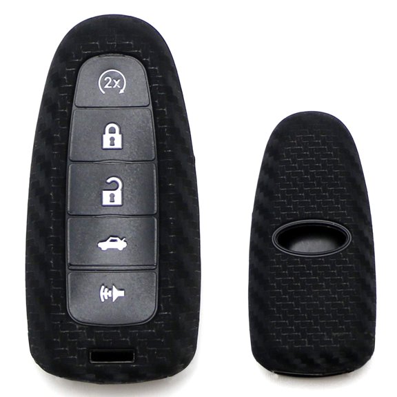 Carbon Fiber Pattern Soft Silicone Key Fob Cover For Ford 2011-2017 Explorer, 2013-2016 C-MAX Flex Taurus, 2011-2017 Lincoln MKX MKS MKT (Black Twill Weave)