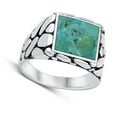 thumbnail image 4 of CHOOSE YOUR COLOR Fancy Signet Simulated Turquoise Ring .925 Sterling Silver Band Blue CZ Female Size 10, 4 of 4