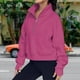 thumbnail image 4 of Sudadera Ropa de otoño con cuello alto y media cremallera para mujer Traje diario de color sólido (Rosa Rojo XL) Kuymtek Rosa roja T XL para Mujer, 4 of 5