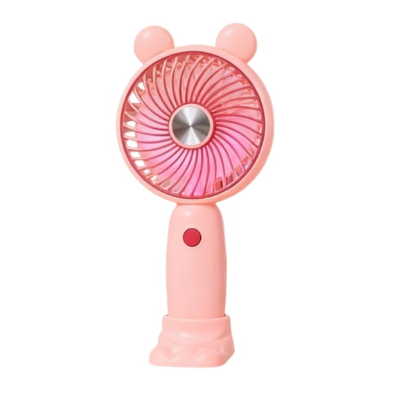 Cute Ears Handheld Mini Fan with Desktop Base,3-Speed USB Rechargeable,300mAh-500mAh Portable Pocket Cooler Fan for Daily & Travel Use(Pink)