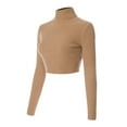 thumbnail image 3 of MixMatchy Women's Casual Solid Long Sleeve Ribbed Turtle Neck Cropped Sweater, 3 of 7