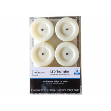 Mainstays Unscented Flameless LED Tealights, Ivory, 6 Count