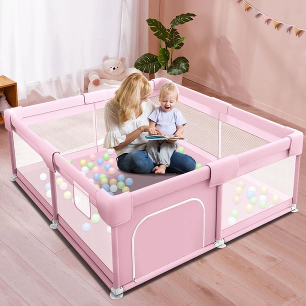 Baby Playpen Hiaksedt para bebés y niños pequeños, color rosa