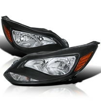 Spec-D Tuning Black Headlights Compatible with 2012-2015 Ford Focus L R Pair Head Lights Lamp Assembly