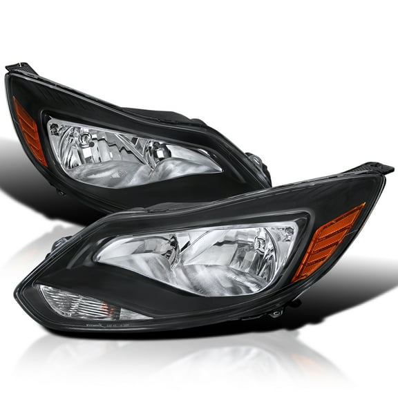 Spec-D Tuning Black Headlights Compatible with 2012-2015 Ford Focus L R Pair Head Lights Lamp Assembly