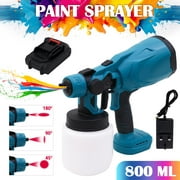 800ml Cordless Electric Paint Sprayer Gun 600W High Power HVLP Spraying Machine Painting Tools with 3 Nozzles & 2000mAh Battery for Inside Outside