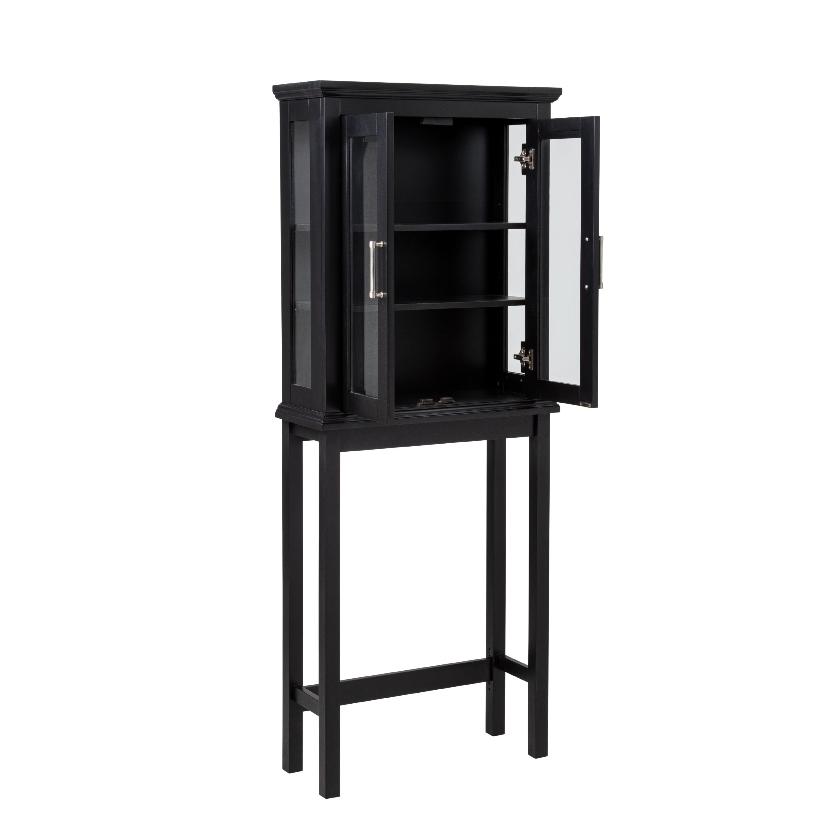 Linon Serenity Black Over the Toilet Bathroom Space Saver