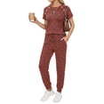 thumbnail image 2 of MOYIKO 2 Piece Lounge Sets for Women Summer Travel Outfits Crew Neck Short Sleeve Tops Long Pants Matching Sets Pajamas Clothes, 2 of 7