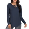 thumbnail image 5 of LYXSSBYX Women Long Sleeve Dress Fashion Womens Long Sleeve Pure-Color V Neck Shirts Casual Elegant Pullover Tops, 5 of 8