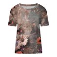 thumbnail image 4 of Mode Femme Été Décontracté Imprimé Col Rond Manches Courtes T-Shirt Blouse Deals Chaud, 4 of 5