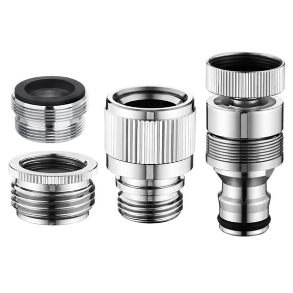4Pcs Faucet Adapter Set for Garden Hose and Shower Connection Quick Connectors Stainless Steel Removable Aerator Adapter