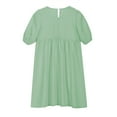 thumbnail image 5 of Jinhomg Girls Short Sleeve Dresses Trendy Tie Front Mini Dress Cute Ruffle Pleated A Line Tunic Dresses Summer Playwear Green 150, 5 of 8