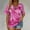 Hot Pink, variant on QUNYINEY Short Sleeve Summer Shirts for Women 2025 Plus Size Casual Tie Dye Tops V Neck Loose Pullover Drawstring Graphic Tees