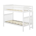 thumbnail image 3 of Max & Lily Solid Wood Twin over Twin Bunk Bed with Ladder on End For Kids, White, 3 of 12