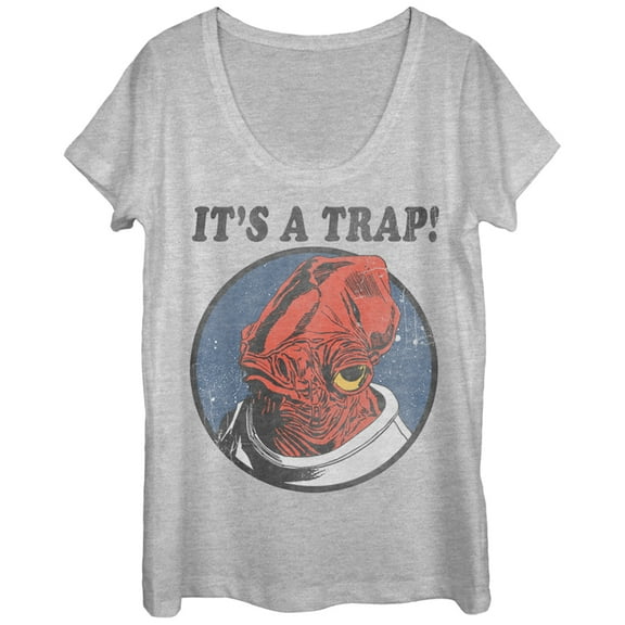 Women's Star Wars It's a Trap Admiral Ackbar  Scoop Neck Athletic Heather Small