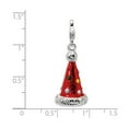 thumbnail image 2 of 925 Sterling Silver Polished Fancy Lobster Closure 3 D Enameled Red Party Hat Charm Pendant Necklace Measures 35x13mm Je, 2 of 5