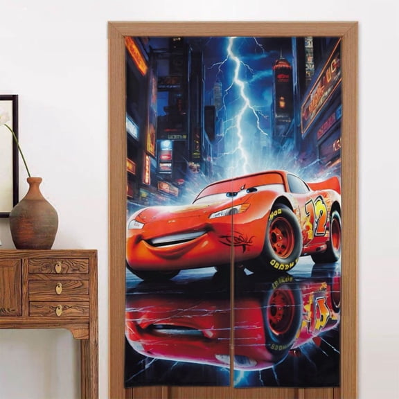 Blackout Curtains for Doorways Bedroom Kitchen Lightning McQueen Door Curtain Indoor Partition Shading Window Decor