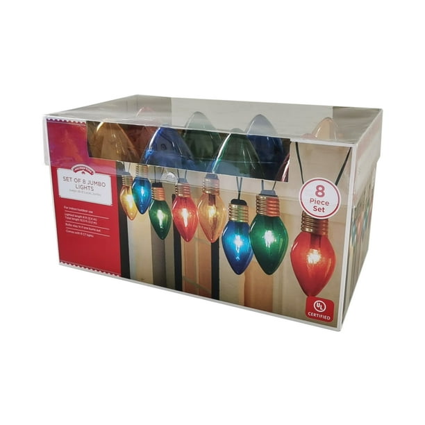 Holiday Time Multicolor Jumbo Christmas Light Set, 8', 8 Count