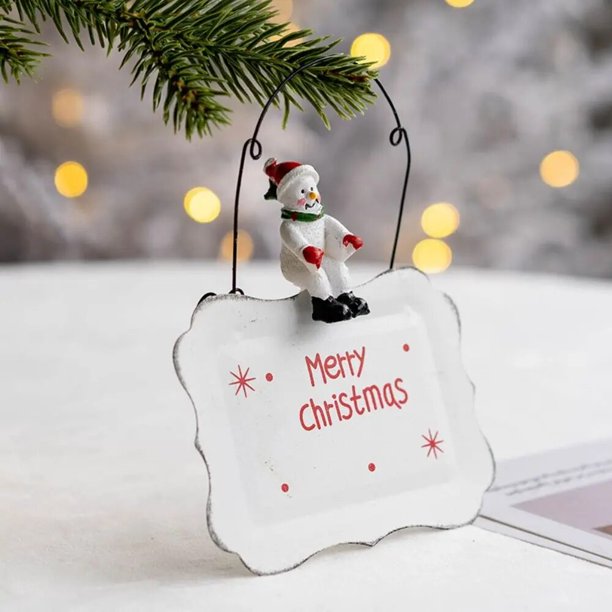 Adorno de árbol de Navidad de Metal Retro, colgantes de puerta de bienvenida, muñeco de Ángel de dibujos animados de Santa Claus, adornos de gota, decoración de Navidad