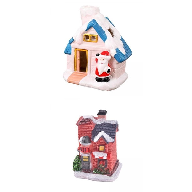 Casa de miniaturas,Decoración de regalo de decoración de casa de nieve de Navidad LED EstiloK