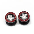 thumbnail image 1 of BodyJewelryOnline Paire de Bouchons d'Oreilles à Vis en Forme d'Étoile Claire et Multiples Petits Gemmes Rouges Hommes Femmes, 1 of 6