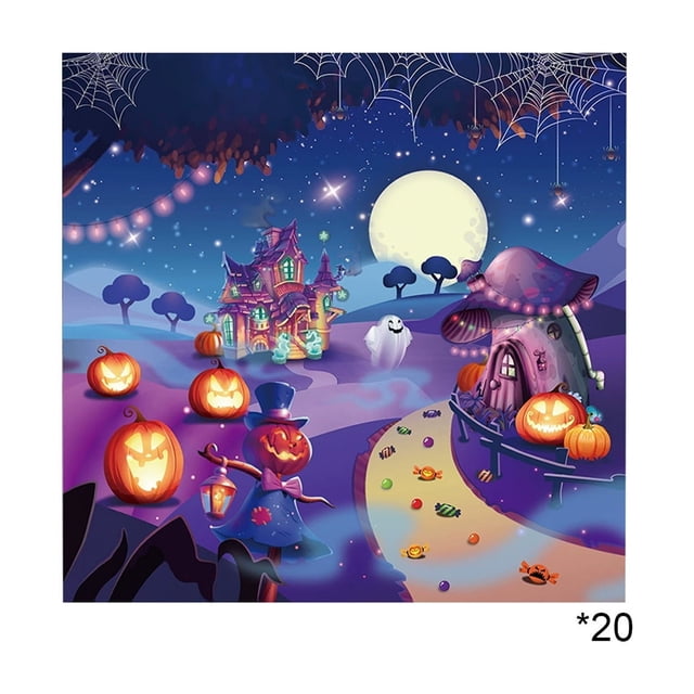 Halloween Party Decorations Set With Ghosts Spider Webs Pumpkins Print 20-Piece Paper Tableware Kit Includes Cups Plates Tissues